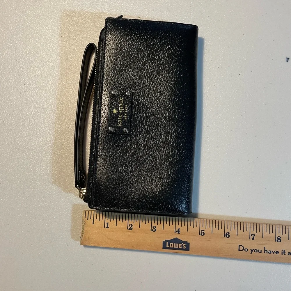 NWT Kate Spade Pebbled Layton Black Leather Wristlet - Picture 7 of 7